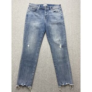 7 For All Mankind Jeans Womens 29 Josefina Boyfriend Distressed Frayed Denim Pan